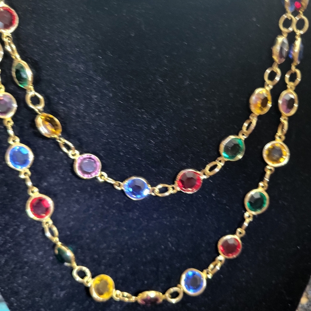 Rafaelian Austrian Crystal Multicolor Necklace 30"